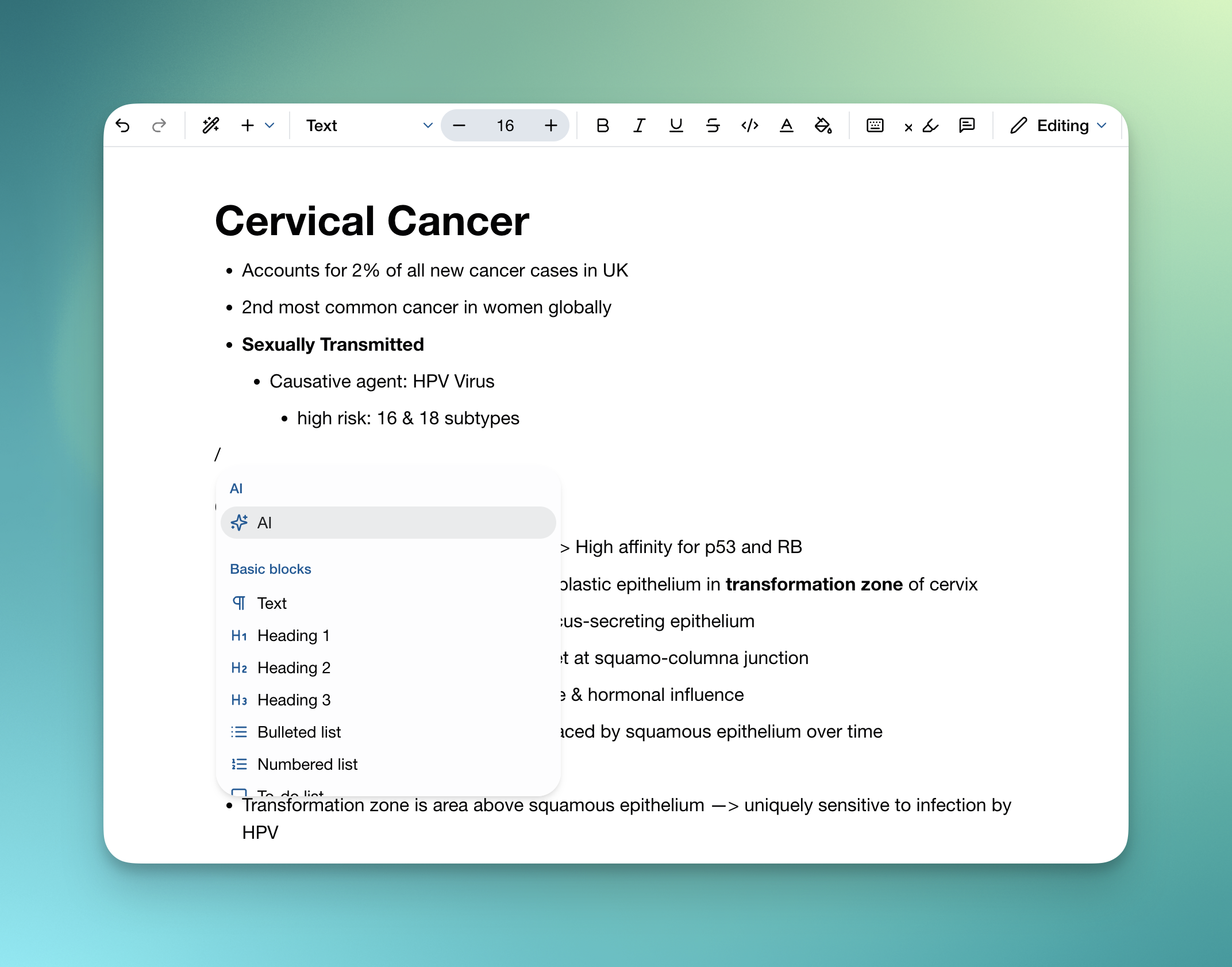 Block-based Note Taking screenshot